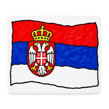 Serbische Flagge als Kinderzeichnung - Mousepad (Querformat) - Weiß - Vorne