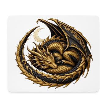 Goldfarbener Monddrache - Mousepad (Querformat) - Weiß - Vorne