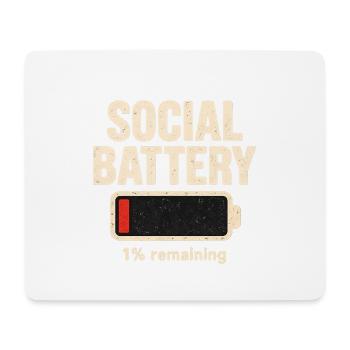 Soziale Batterie / Social Battery 1% Meme - Mousepad (Querformat) - Weiß - Vorne
