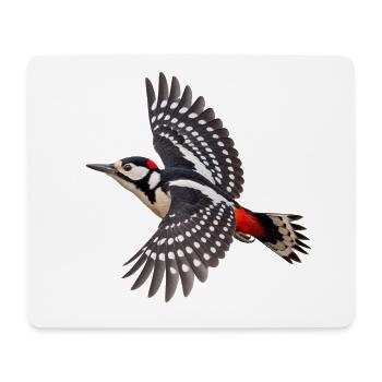 Buntspecht im Flug – Waldvogel mit roten Akzenten - Mousepad (Querformat) - Weiß - Vorne