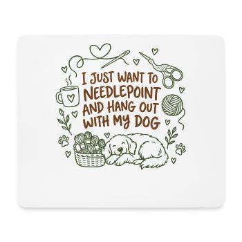 Needlepoint hängt mit Hund niedlich ab - Mousepad (Querformat) - Weiß - Vorne