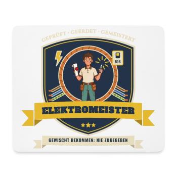Elektromeister – Geprüft Geerdet Meisterprüfung - Mousepad (Querformat) - Weiß - Vorne
