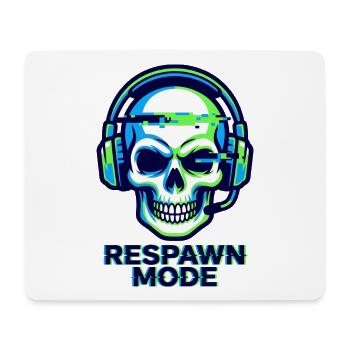 Respawn-Modus – Gamer Skull Badge - Mousepad (Querformat) - Weiß - Vorne