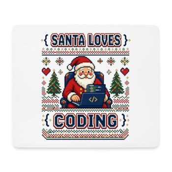 Santa Loves Coding Pixel Ugly Sweater - Mousepad (Querformat) - Weiß - Vorne