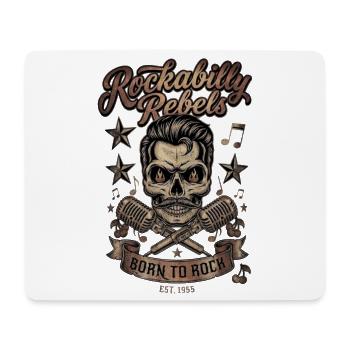 Rockabilly Skull Born to Rock - Mousepad (Querformat) - Weiß - Vorne