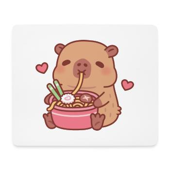 Süßer Capybara liebt es, japanische Ramen-Nudeln zu schlürfen - Mousepad (Querformat) - Weiß - Vorne