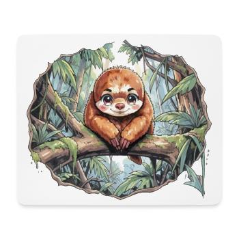 Faultier im Dschungelwald - Mousepad (Querformat) - Weiß - Vorne