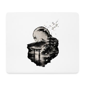 Mond über Fuji und Torii - Mousepad (Querformat) - Weiß - Vorne
