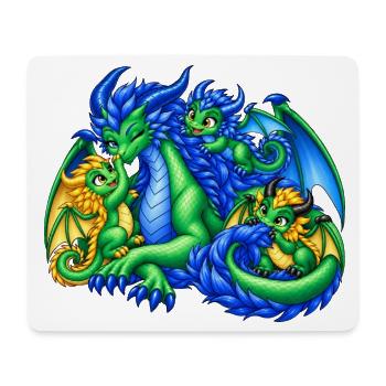 Liebevolle Drachenmama mit drei süßen Drachenbabys - Mousepad (Querformat) - Weiß - Vorne