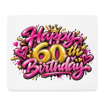 Herzlichen Glückwunsch zum 60. Geburtstag Pink Graffiti: Ikonische Königin! - Mousepad (Querformat) - Weiß - Vorne