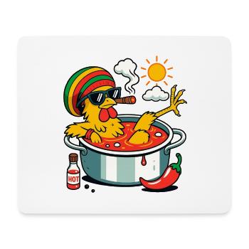Cooles Huhn im Kochtopf mit Chili und Sonnenbrille - Mousepad (Querformat) - Weiß - Vorne