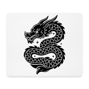 Linienzeichnung des himmlischen chinesischen Drachens - Mousepad (Querformat) - Weiß - Vorne