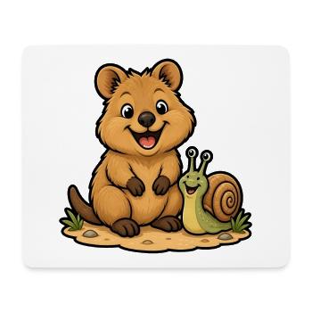 Lachendes Quokka Schnecke Glücklich Kinder T-Shirt - Mousepad (Querformat) - Weiß - Vorne
