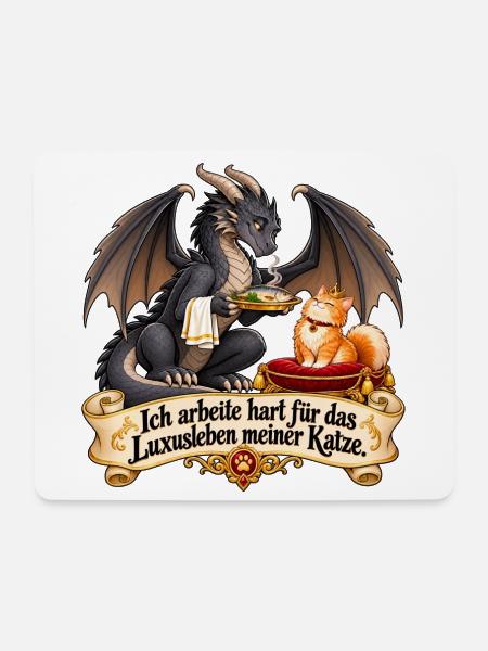 Ich arbeite hart für das Luxusleben meiner Katze - Mousepad (Querformat) - Weiß