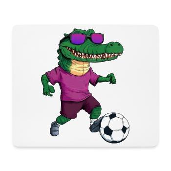 Alligator Fussball Krokodil - Mousepad (Querformat) - Weiß - Vorne