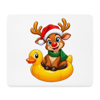 Rentier mit Ente Badeente Schwimmreifen - Mousepad (Querformat) - Weiß - Vorne