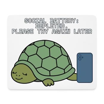 Soziale Batterie erschöpfte introvertierte Schildkröte - Mousepad (Querformat) - Weiß - Vorne