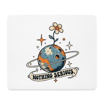 Planet mit Blume – Nichts Ernst - Mousepad (Querformat) - Weiß - Vorne