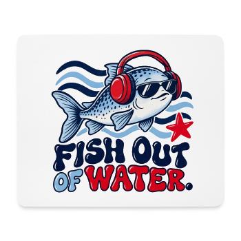 Fisch Out of Water mit Kopfhörern - Mousepad (Querformat) - Weiß - Vorne