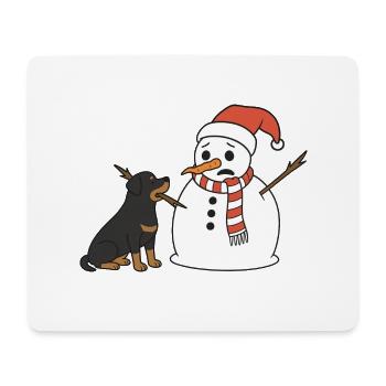 Rottweiler klaut Schneemann den Stockarm - Mousepad (Querformat) - Weiß - Vorne