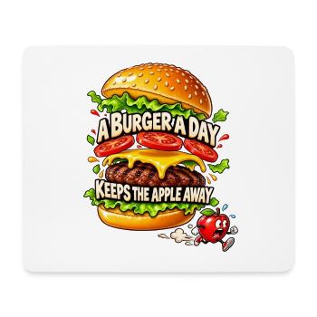 A Burger a Day Keeps the Apple Away – Burgerhumor - Mousepad (Querformat) - Weiß - Vorne