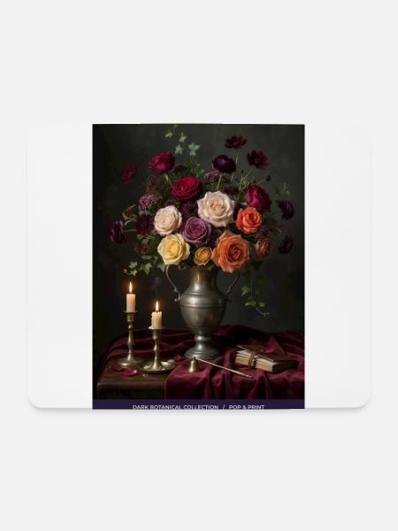 Dunkles Blumenstillleben - Mousepad (Querformat) - Weiß