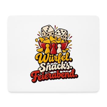 Spieleabend Shirt Spruch Würfel Snacks Feierabend - Mousepad (Querformat) - Weiß - Vorne