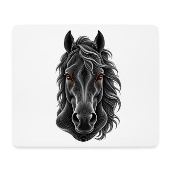 Porträt eines Pferdes in feinen weißen Linien - Mousepad (Querformat) - Weiß - Vorne
