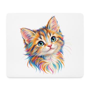 Mehrfarbiges Kätzchen mit blauen Augen – Porträt - Mousepad (Querformat) - Weiß - Vorne