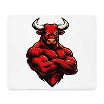 Roter Stier Muskelheld - Mousepad (Querformat) - Weiß - Vorne