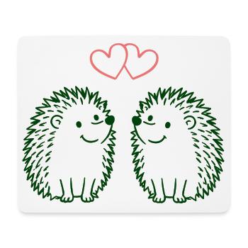 Herzchen-Igel Duo Liebesillustration - Mousepad (Querformat) - Weiß - Vorne