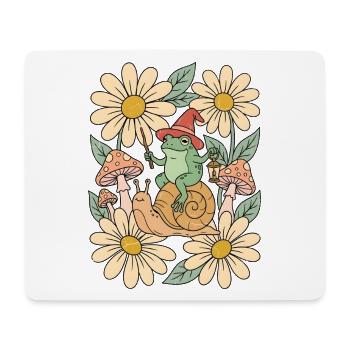 Froschzauberer reitet Schnecke Retro - Mousepad (Querformat) - Weiß - Vorne