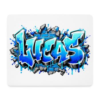LUCAS in glänzendem Chrom! Legendärer Graffiti-Name - Mousepad (Querformat) - Weiß - Vorne