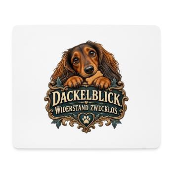 Dackelblick. Widerstand zwecklos. - Mousepad (Querformat) - Weiß - Vorne