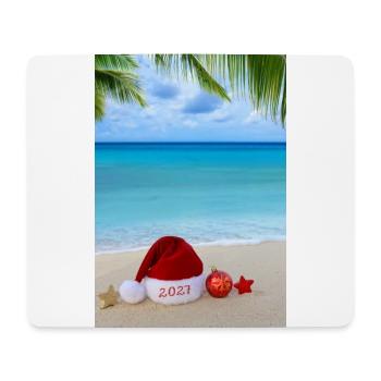 Neujahrsreise-Hintergrund 2027 mit rotem Weihnachtsmannhut - Mousepad (Querformat) - Weiß - Vorne
