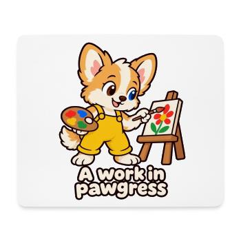 Ein Werk in Pawgress – Lustiges Gemälde des Hundes - Mousepad (Querformat) - Weiß - Vorne