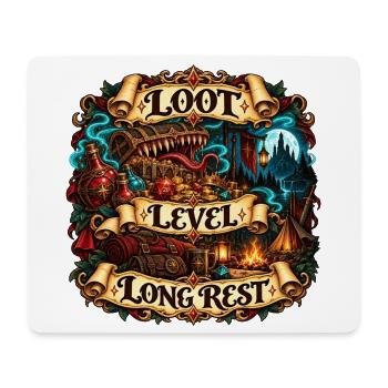 Loot Level Long Rest - Mousepad (Querformat) - Weiß - Vorne