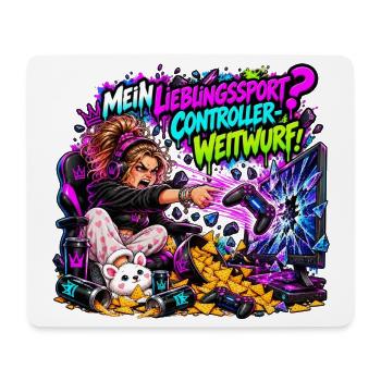 Mein Lieblingssport? Controller-Weitwurf! - Mousepad (Querformat) - Weiß - Vorne