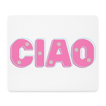 CIAO mit Blumen – Retro-Schriftzug in Pink und Min - Mousepad (Querformat) - Weiß - Vorne