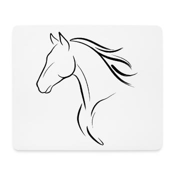 Fließende Mähne – Minimalistische Pferdelinienkunst - Mousepad (Querformat) - Weiß - Vorne