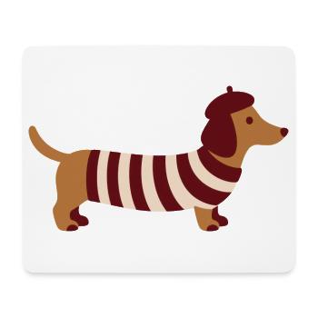 Niedliches französisches Dackel Weiner Dog-Beret Graphic T-Shirt - Mousepad (Querformat) - Weiß - Vorne