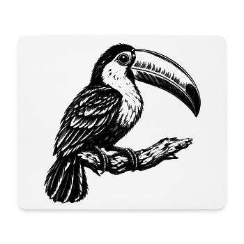 Tukan – Schwarz Weiß Vogelgravur - Mousepad (Querformat) - Weiß - Vorne