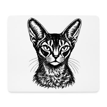 Orientalisch Kurzhaar – Black Ink Katzenporträt - Mousepad (Querformat) - Weiß - Vorne