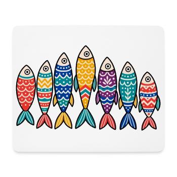 Bunte Volkskunst Fischschule Marine Ozean Tee - Mousepad (Querformat) - Weiß - Vorne