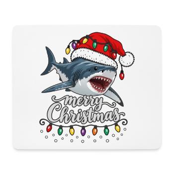 Weihnachtshai mit Lichterkette Hai - Mousepad (Querformat) - Weiß - Vorne