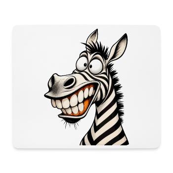 Lustige verrückte Zebra-Zeichentrick-Lächeln Tier-Humor-T-Shirt - Mousepad (Querformat) - Weiß - Vorne