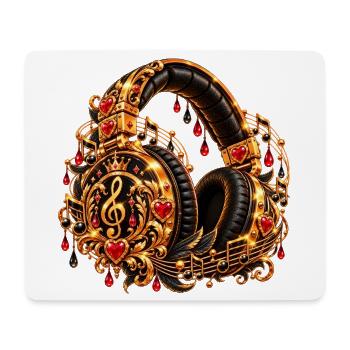 Goldene Herzmusik Kopfhörer-Design - Mousepad (Querformat) - Weiß - Vorne