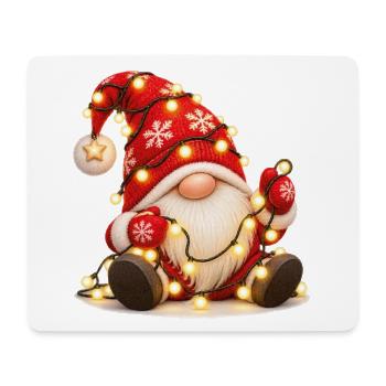 Weihnachtsgnom mit leuchtender Lichterkette - Mousepad (Querformat) - Weiß - Vorne