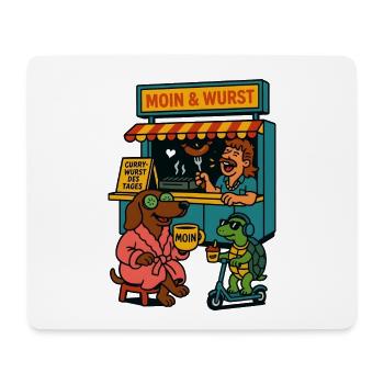 Dackel Imbiss Moin und Wurst - Mousepad (Querformat) - Weiß - Vorne