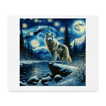 Grauwolf Starry Night - Mousepad (Querformat) - Weiß - Vorne